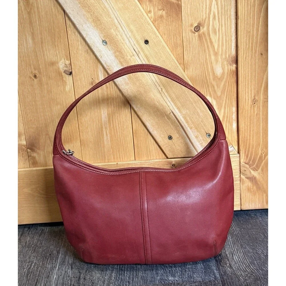 Coach Ergo 9219 Red Leather Hobo Shoulder Bag Y2K Vintage Zip Purse